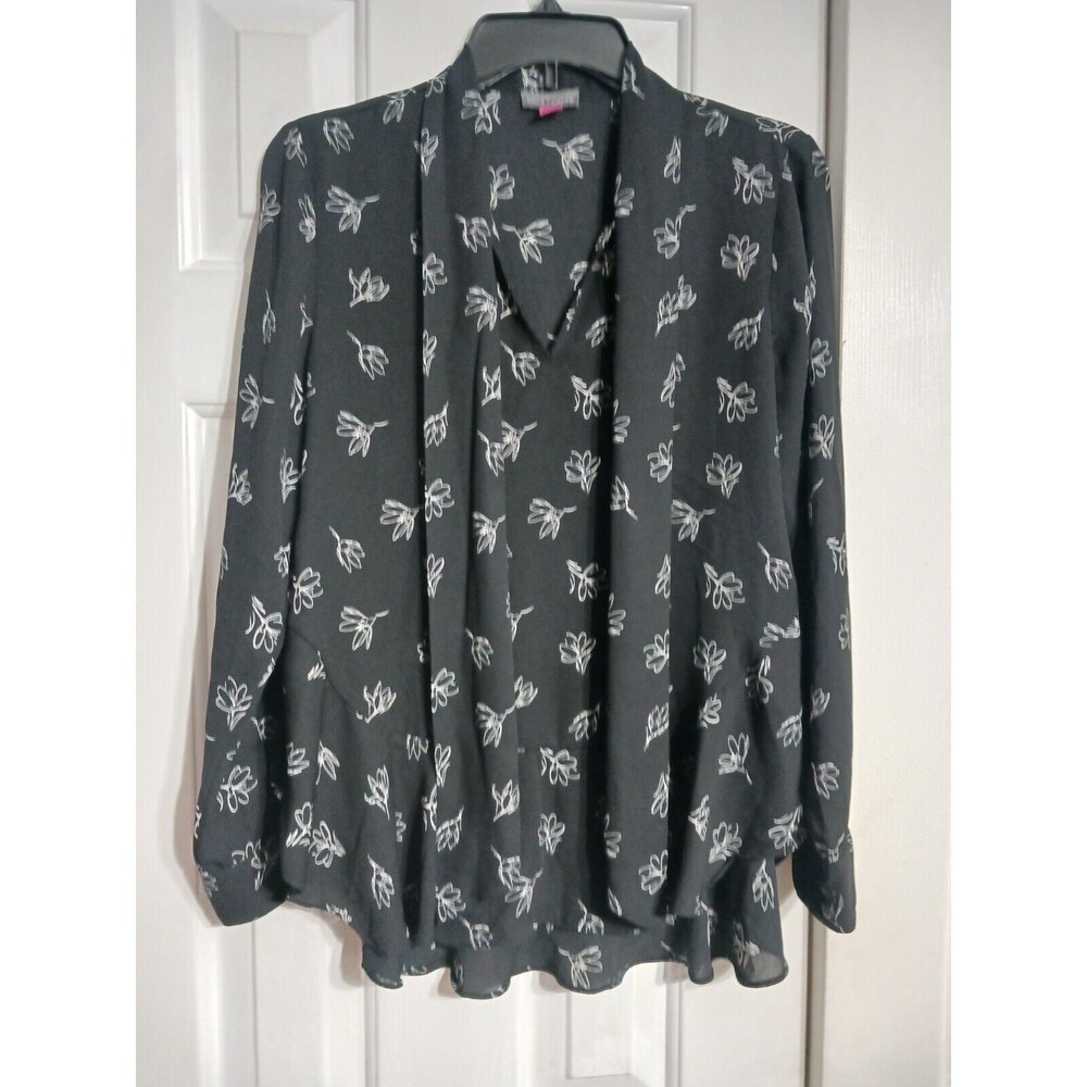 Women's Vince Camuto Long Sleeve Floral Blouse W/Tie Size XS